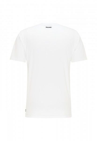Das T-Shirt Originals RECARO  ist ein schlichtes weißes T-Shirt mit Rückenansicht und kleinem schwarzen Logo am Halsausschnitt, gefertigt aus weicher Baumwolle im bequemen Regular-Fit-Design.