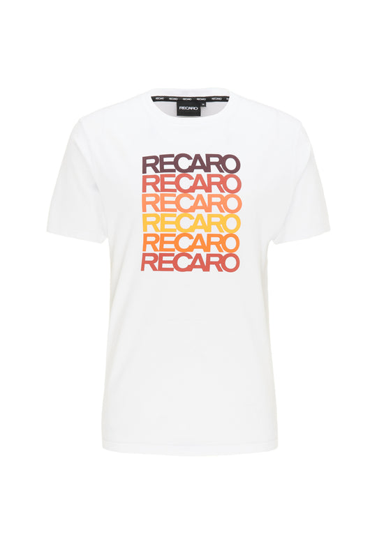 Das RECARO Spektrum-Bundle beinhaltet ein weißes T-Shirt mit fünffachem „RECARO Spektrum“-Aufdruck in verblassenden Braun-, Orange- und Gelbtönen für einen Retro-Look sowie eine passende Snapback-Cap.