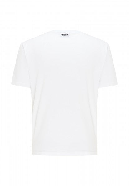 Das T-Shirt Originals RECARO ist ein normal geschnittenes, schlichtes weißes T-Shirt mit kurzen Ärmeln, das aus weicher Baumwolle gefertigt und von hinten auf weißem Hintergrund abgebildet ist.