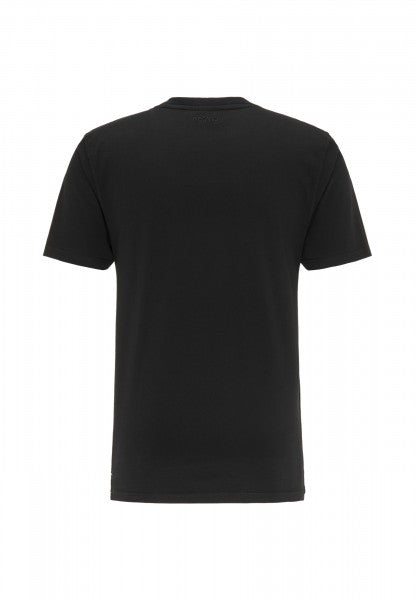 Das Recaro T-Shirt Spektruom ist ein schlichtes schwarzes Kurzarmshirt aus weicher Baumwolle, von hinten auf weißem Hintergrund abgebildet, mit einem klassischen, schlichten Design und ohne sichtbare Logos oder Verzierungen.