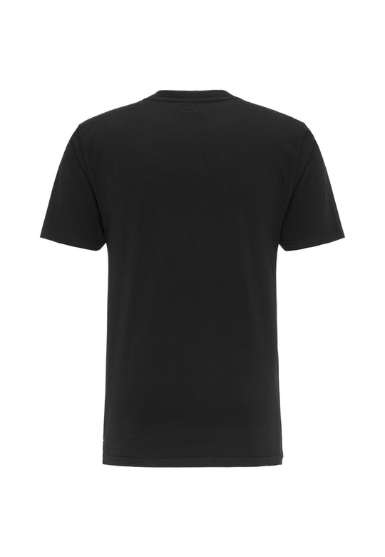 Das RECARO T-Shirt Gradient ist ein schlichtes schwarzes Kurzarm-T-Shirt, von hinten gezeigt, mit einem subtilen Farbverlaufseffekt und ohne sichtbare Logos, Muster oder Markenzeichen.