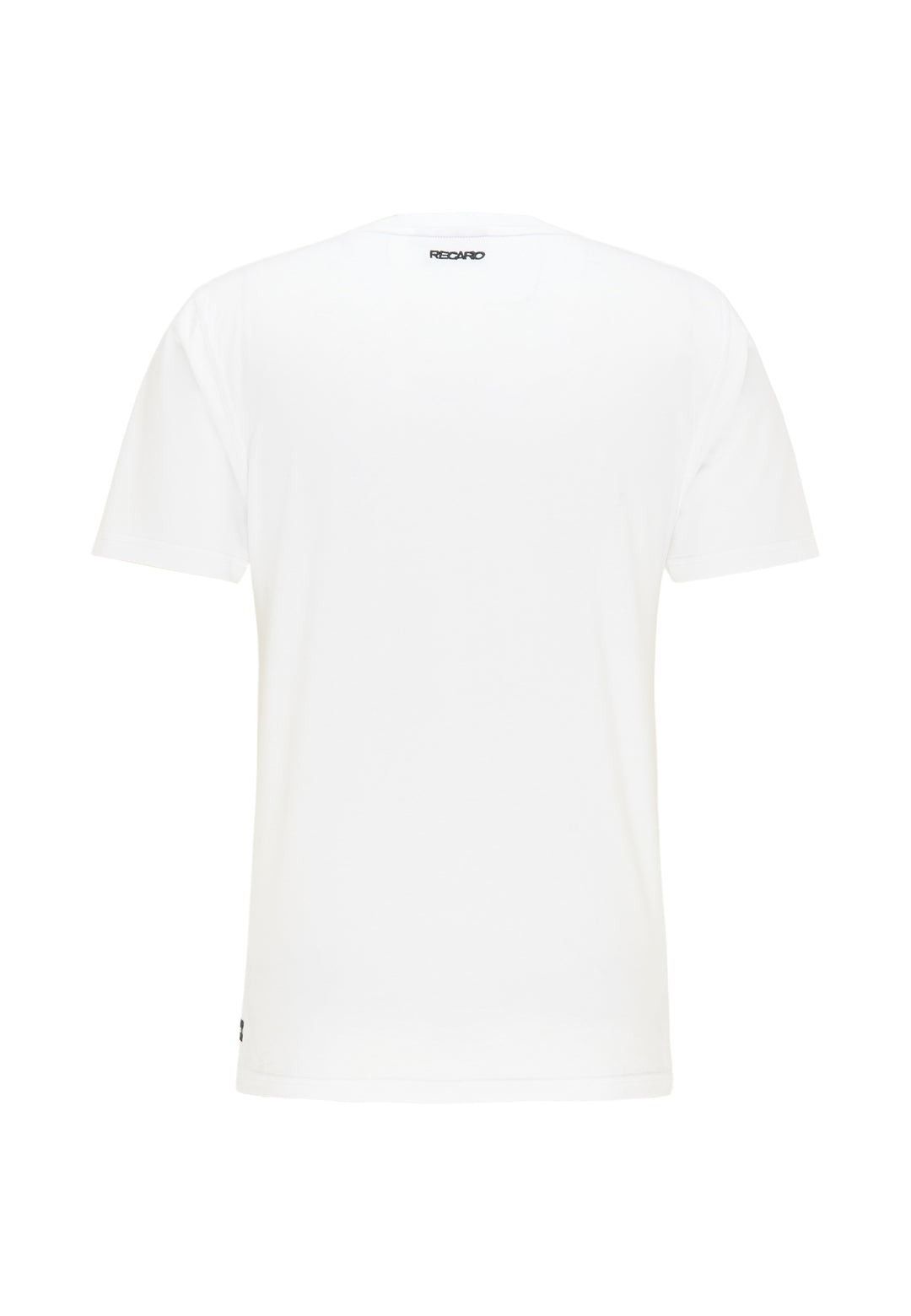 Das T-Shirt Originals RECARO von Recaro_Merch_Daniel ist ein normal geschnittenes, schlichtes weißes Shirt mit Rückenansicht und kleinem schwarzen Logo am oberen Halsausschnitt. Hergestellt aus weicher Baumwolle bietet es einen zeitlosen, klassischen Look auf einem schlichten weißen Hintergrund.