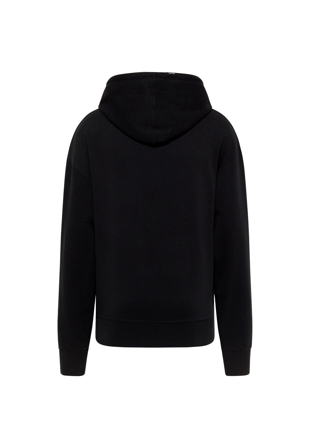 Rückenansicht des Hoodie Originals von RECARO Shop in schlichtem Schwarz, lässige Passform mit langen Ärmeln, abgebildet auf weißem Hintergrund. Keine sichtbaren Designs, Taschen oder Logos - ideal für einen minimalistischen Freizeitlook.