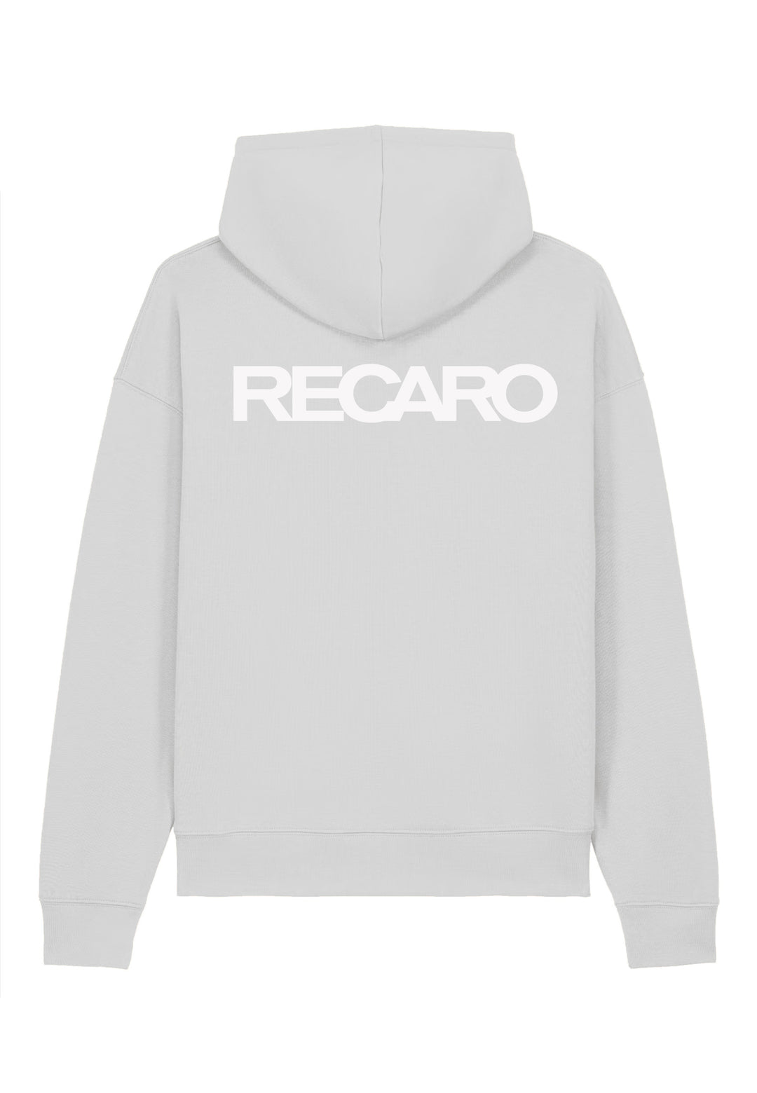 Der Hoodie RECARO Heavy Cotton aus dem RECARO Shop ist ein übergroßer, hellgrauer Kapuzenpullover mit dem RECARO Logo in kräftigem Weiß auf dem oberen Rücken. Er ist aus hochwertiger, ringgesponnener Baumwolle gefertigt, die für ein weiches, angenehmes Tragegefühl sorgt.